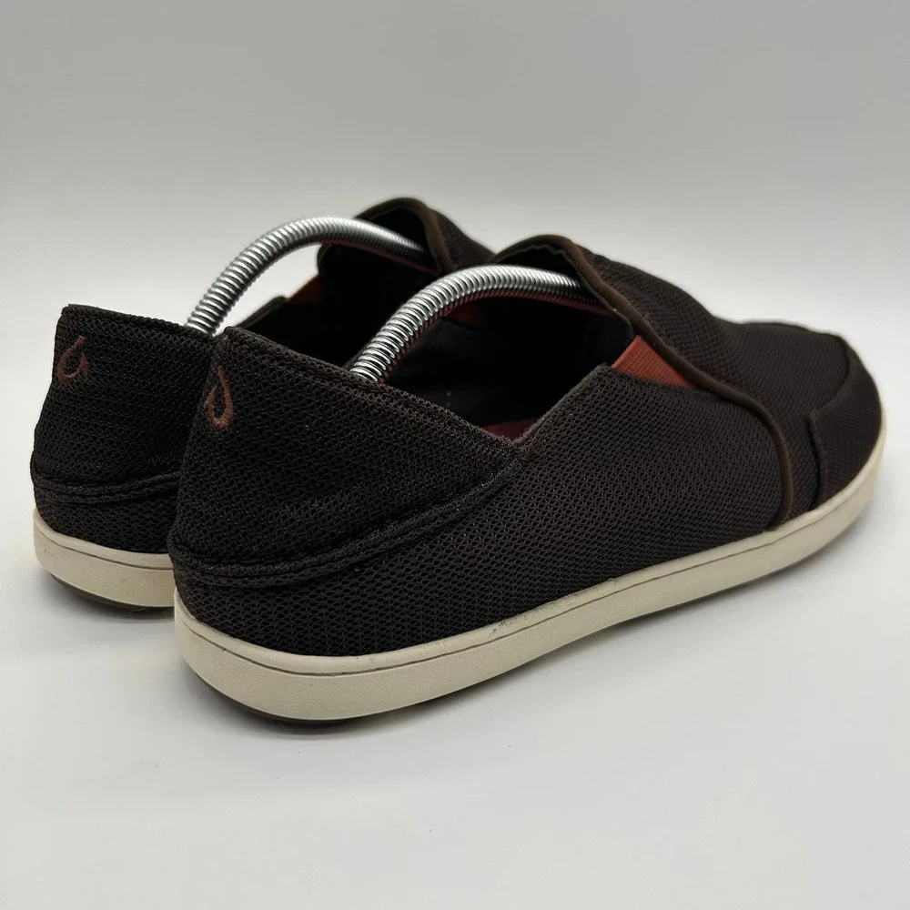 OluKai Nohea Mesh Shoes Mens 12 Brown Slip On Loafer Breathable Drop-In Heel